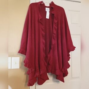 Chic Ruffled Red Shawl
